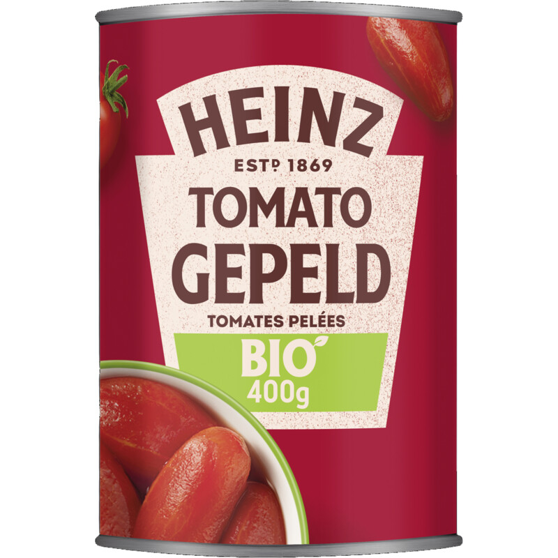 Een afbeelding van Heinz Tomaten gepeld biologisch