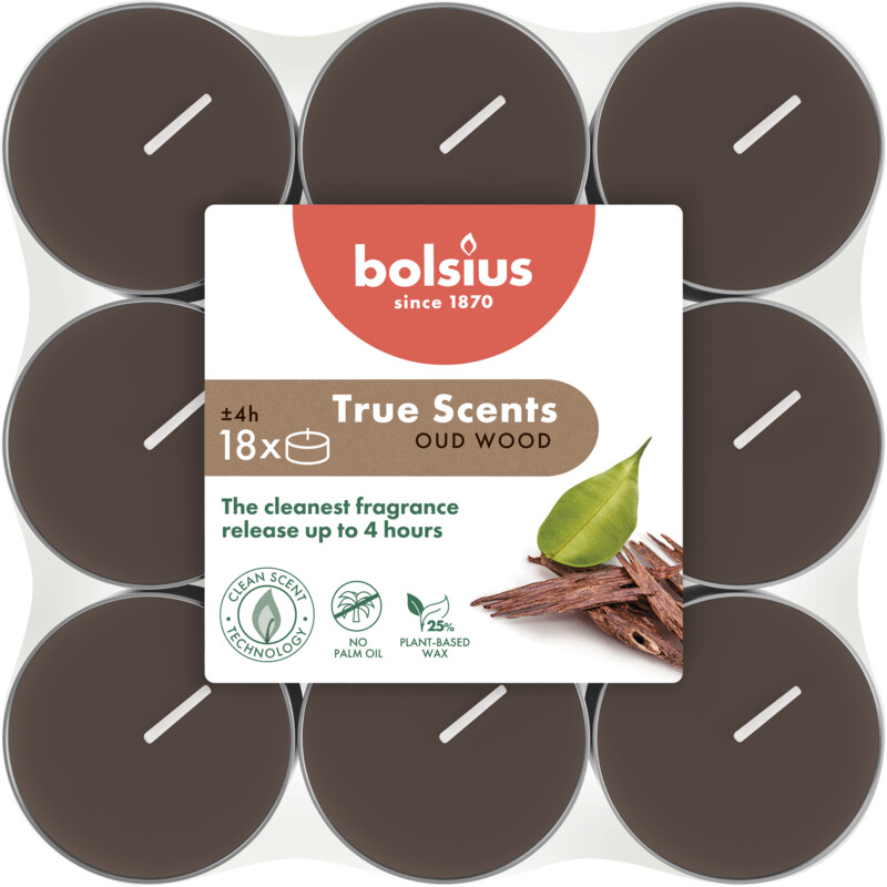 Een afbeelding van Bolsius True scents geurtheelichten oud wood