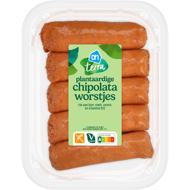 Een afbeelding van AH Terra Plantaardige chipolata worstjes