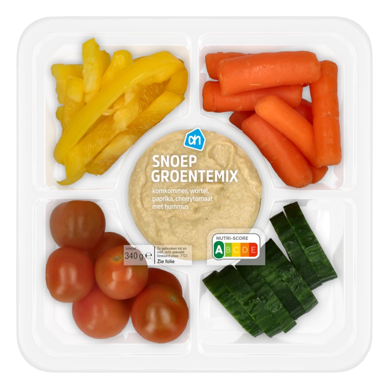 Snoepgroentemix met hummus