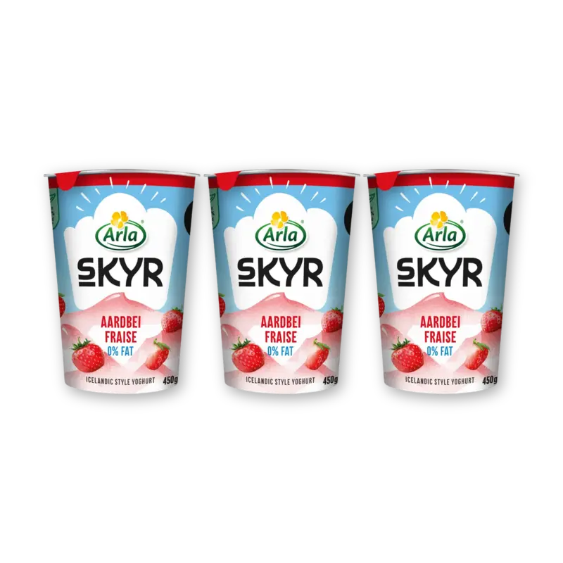 Arla Skyr aardbei yoghurt 0% vet 3-pack