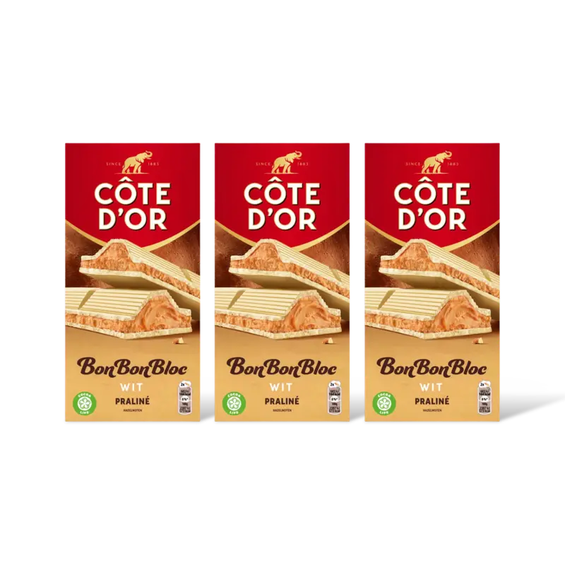 Côte d'Or BonBonBloc praliné wit 3-pack