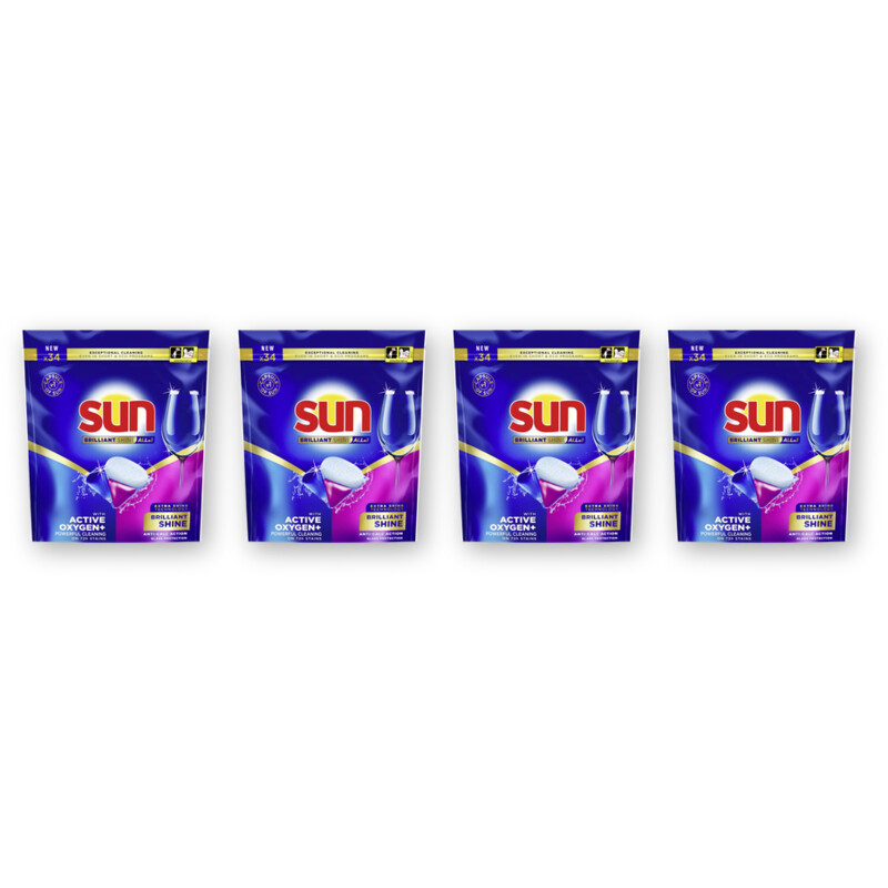 Sun Brilliant shine all-in-1 vaatwas 4-pack