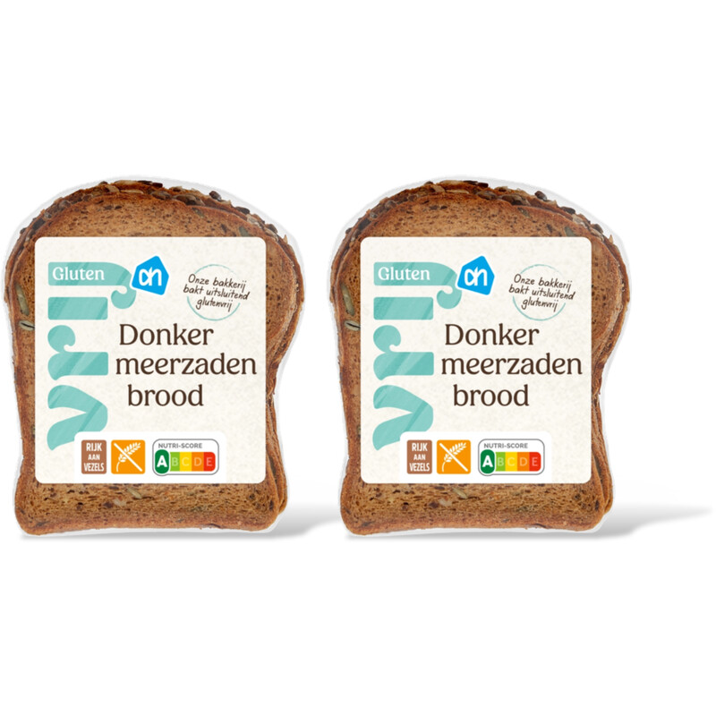 AH Glutenvrij Brood donker meerzaden half 2-pack