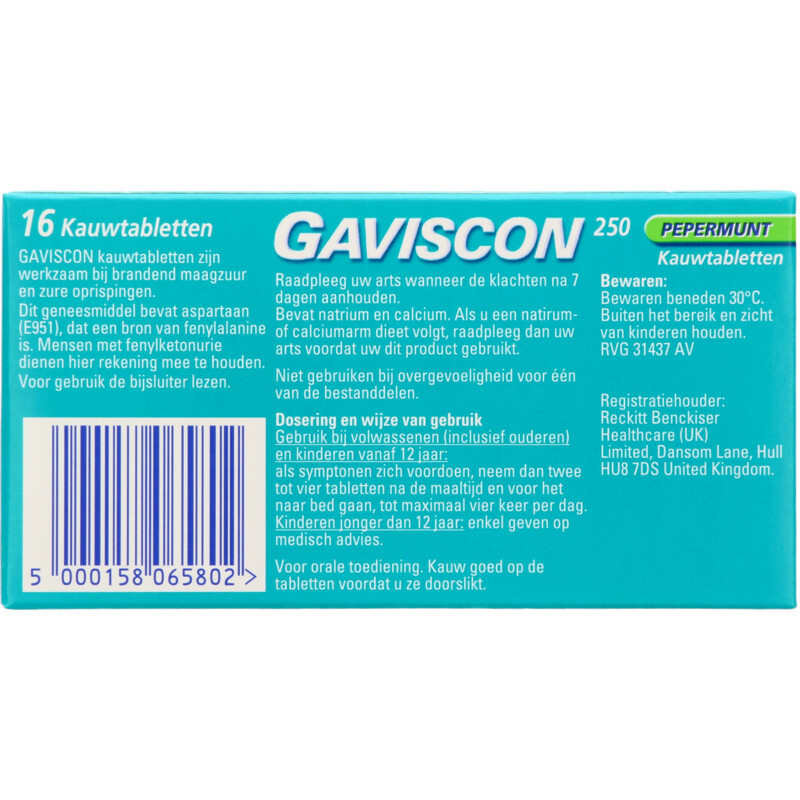 Een afbeelding van Gaviscon Pepermunt kauwtabletten