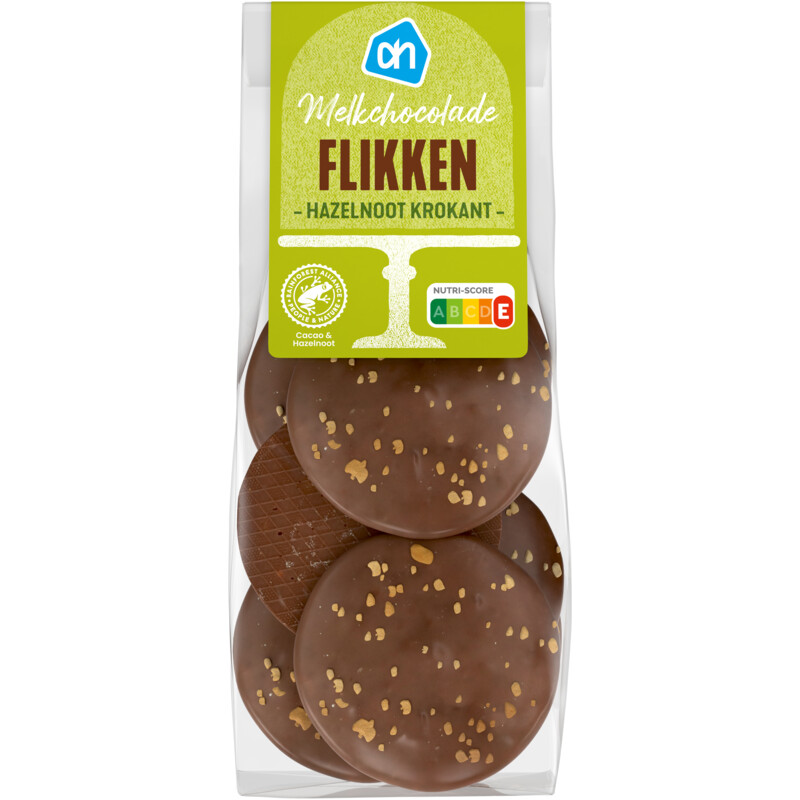 Een afbeelding van AH Flikken melkchocolade hazelnoot krokant