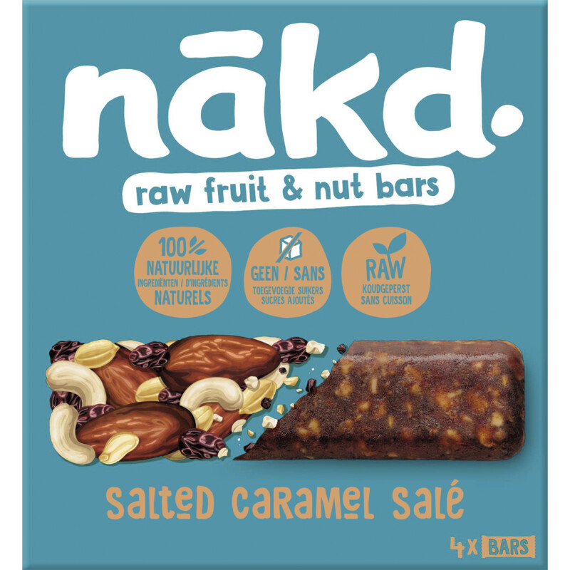 Een afbeelding van Nakd. Salted caramel bars