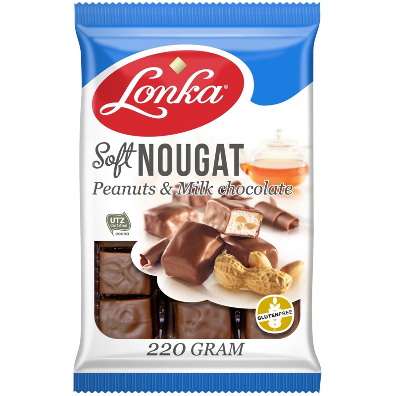 Een afbeelding van Lonka Soft nougat pinda's & melkchocolade