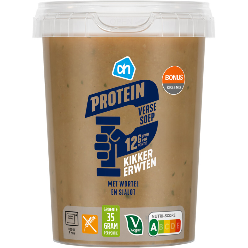 Een afbeelding van AH Verse soep protein kikkererwt
