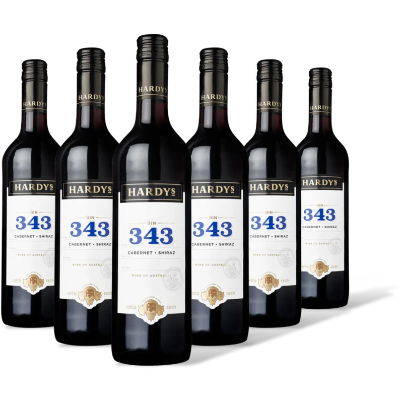 Hardys Bin 343 cabernet shiraz 6 flessen