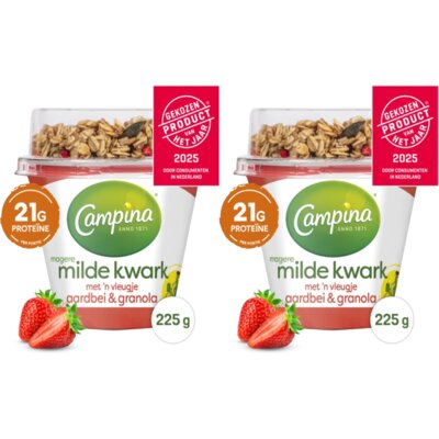 pdp-image-Campina Magere milde kwark aardbei&granola 2-pck