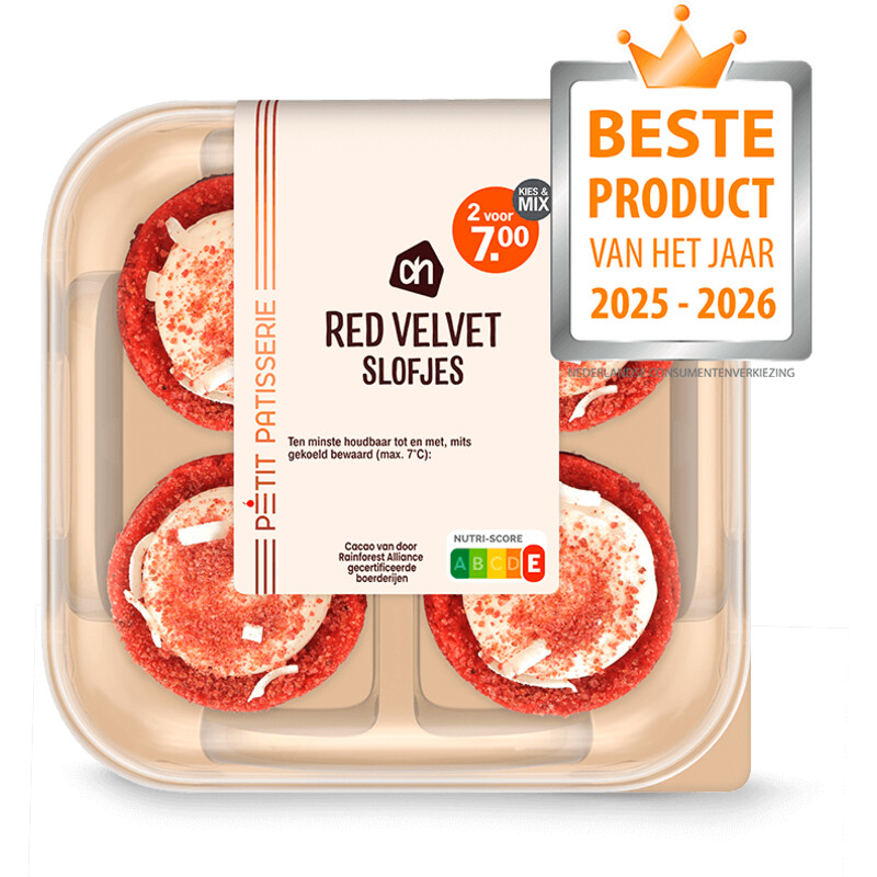 Een afbeelding van AH Mini red velvet slofjes