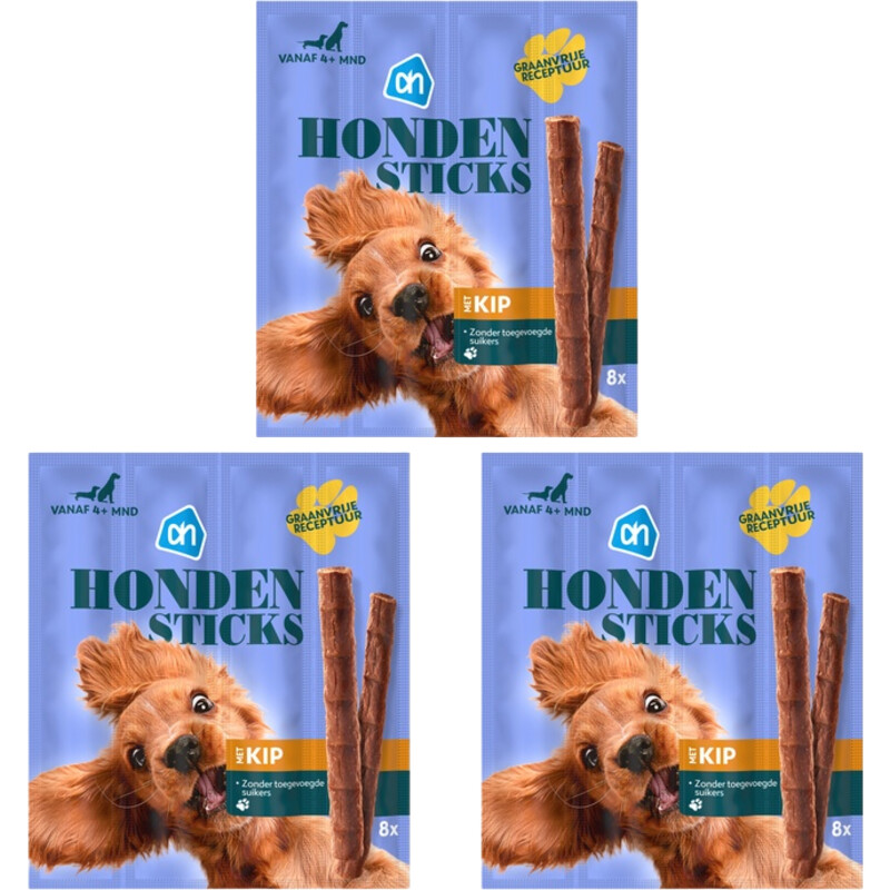 Een afbeelding van AH Hondensticks met kip graanvrij 3-pack