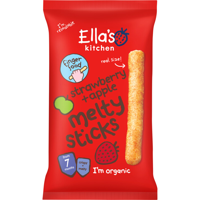 Een afbeelding van Ella's kitchen Melty sticks aardbei & appel 7m+