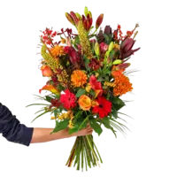 AH Vrolijk veldboeket Rood/oranje groot