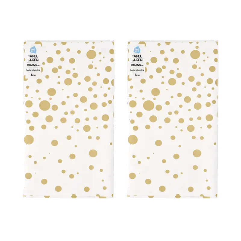 AH Tafellaken goud stip 138x220cm 2-pack