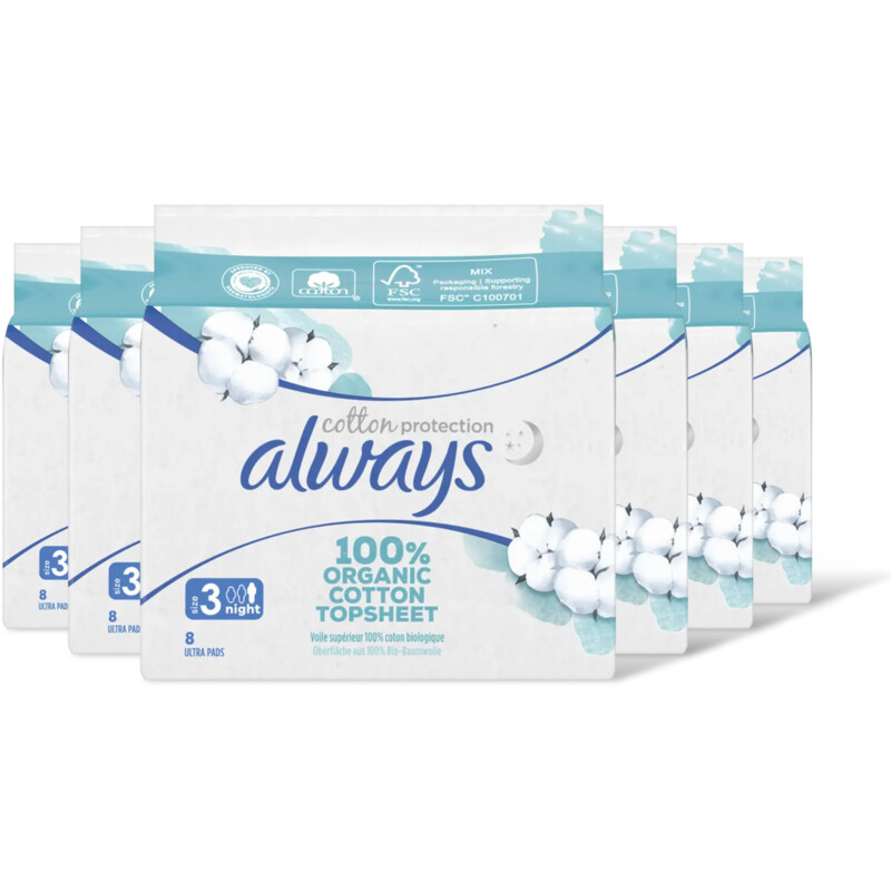 Always Organic cotton night maandverband 6-pack