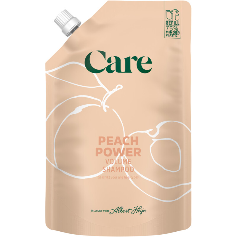 Een afbeelding van Care Peach power volume shampoo refill