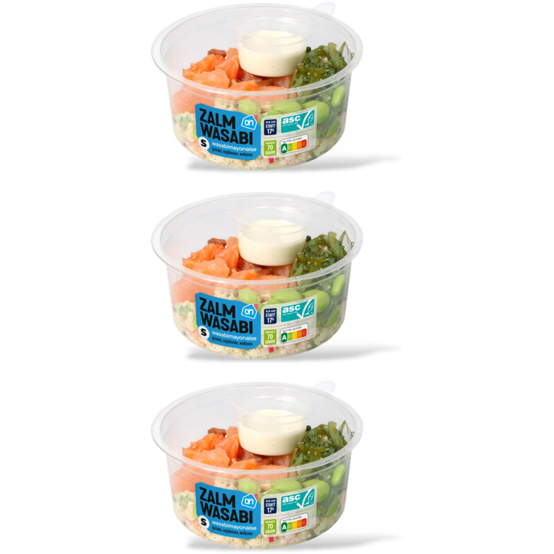 AH Mini saladbowl zalm wasabi 3-pack
