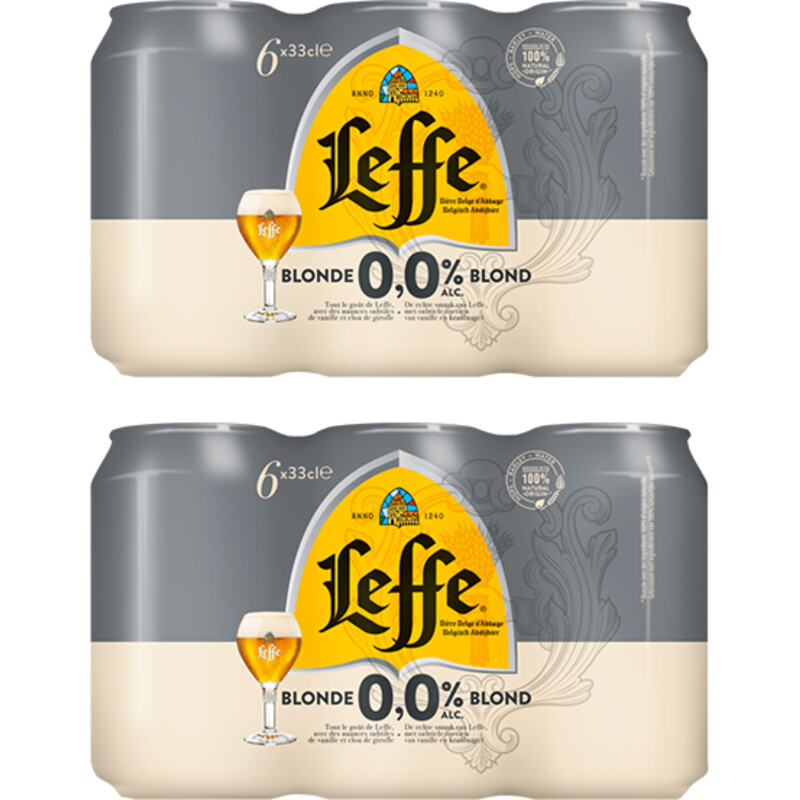 Een afbeelding van Leffe Blond 0.0% abdijbier 6-pack 2-pack