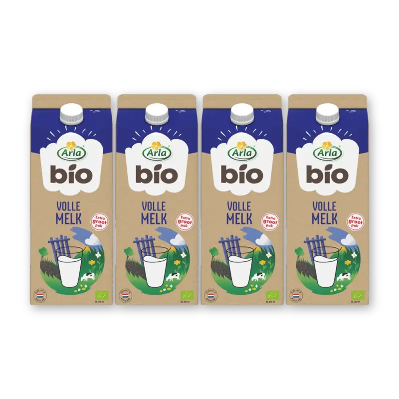 Biologisch volle melk 4-pack