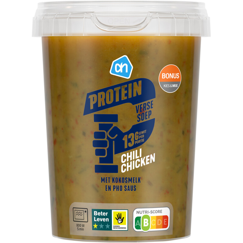 Een afbeelding van AH Verse soep protein chili chicken