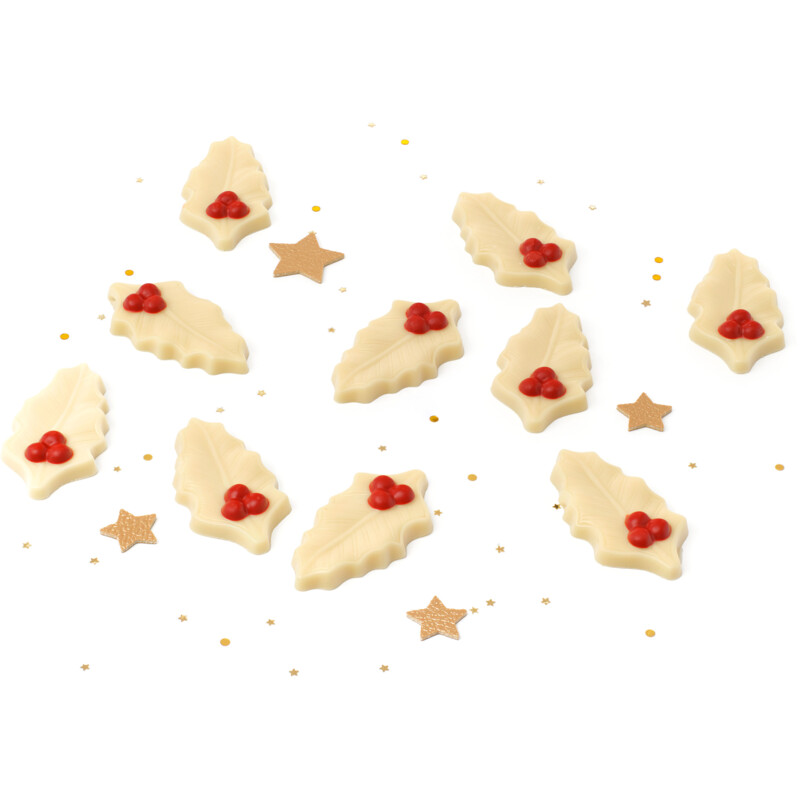 Een afbeelding van AH Excellent Hulstblaadjes witte chocolade