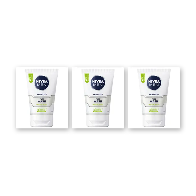 NIVEA Men sensitive gezichtsreiniger gel 3-pck