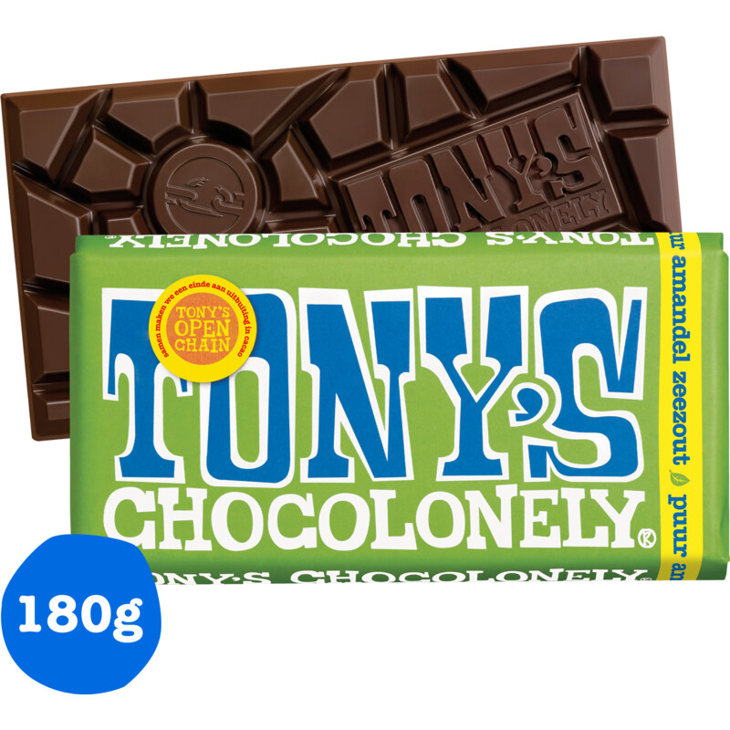 Een afbeelding van Tony's Chocolonely Reep puur amandel zeezout