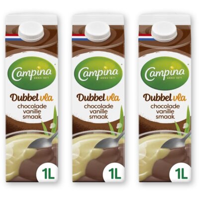 pdp-image-Campina Dubbelvla chocolade vanille smaak 3-pack