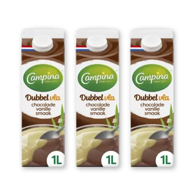 pdp-image-Campina Dubbelvla chocolade vanille smaak 3-pack