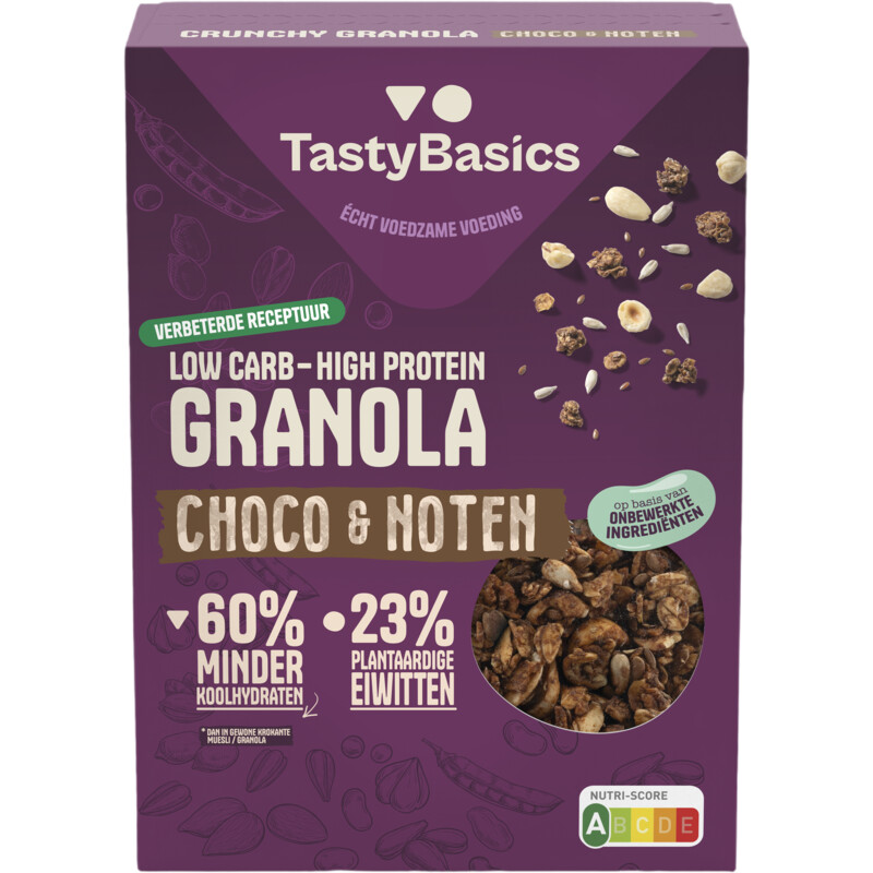 TastyBasics Low carb-high protein granola choco