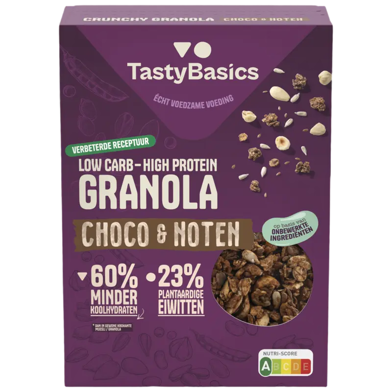 TastyBasics Low carb-high protein granola choco