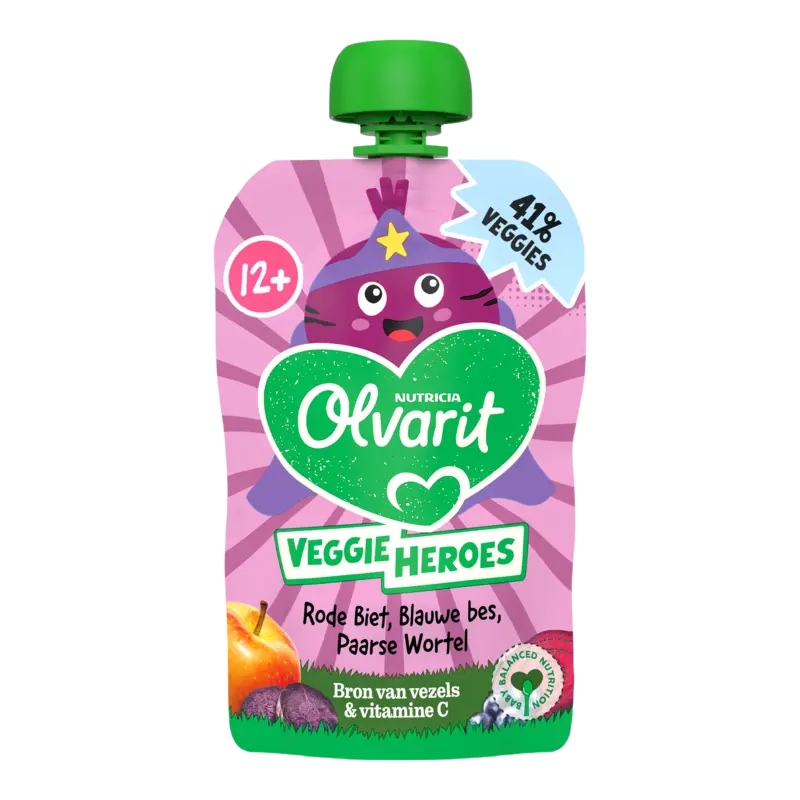 12+ Maanden Knijpfruit Rode Biet, Paarse Wortel, Bosbes