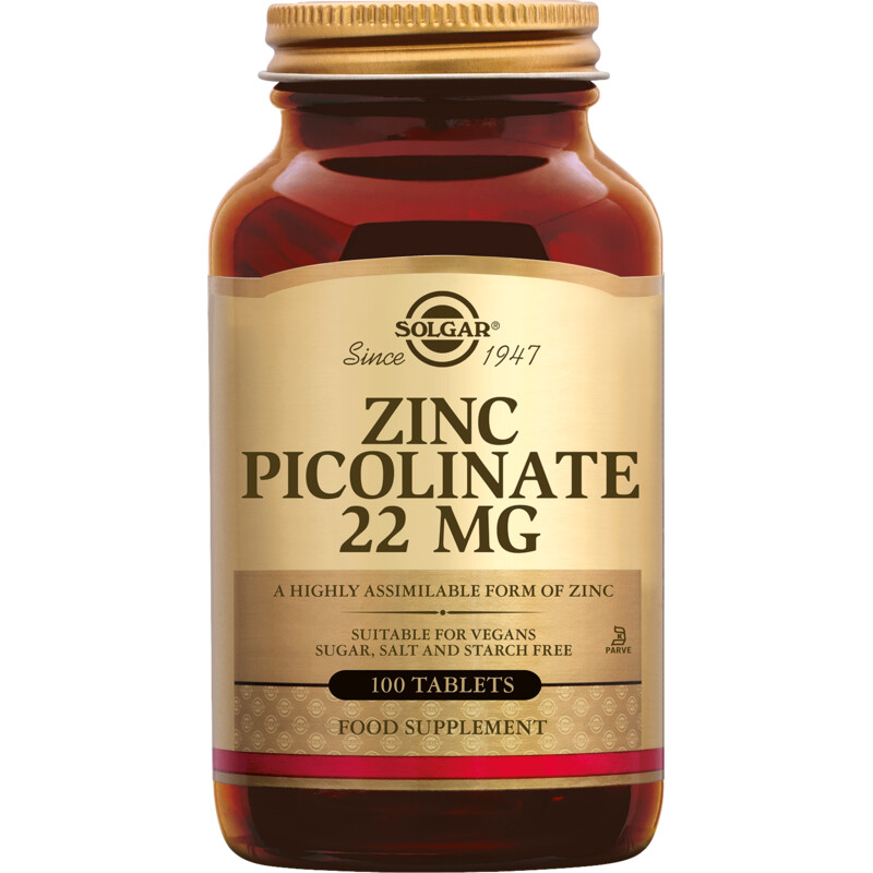 Een afbeelding van Solgar Zinc picolinate 22 mg tabletten