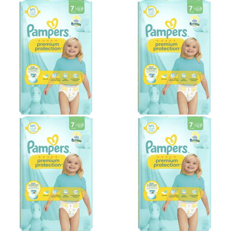 Een afbeelding van Pampers Premium protection luiers maat 7 4-pack