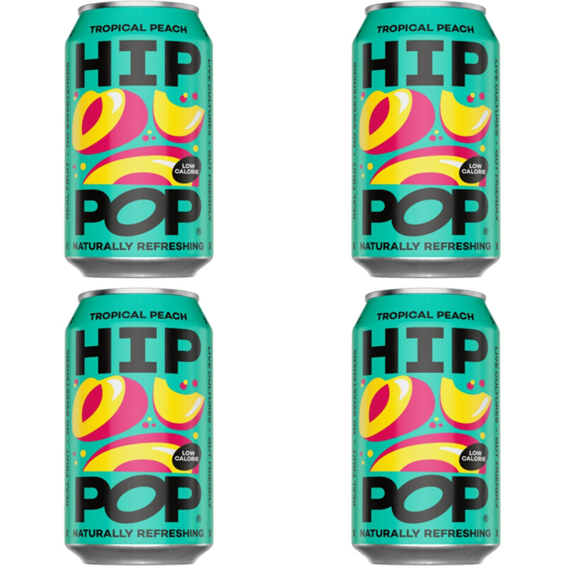Een afbeelding van Hip Pop Living soda tropical peach 4-pack