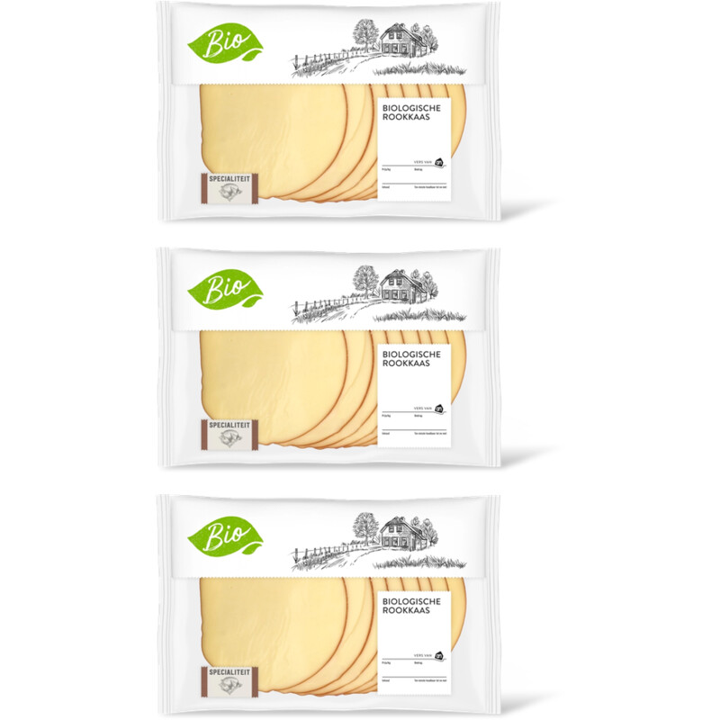 AH Biologisch Rookkaas 45+ plakken 3-pack
