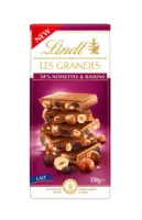 Lindt Les grandes 34% noisettes & raisins