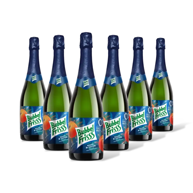 Bubbelfris appel & perzik 0% 6-pack
