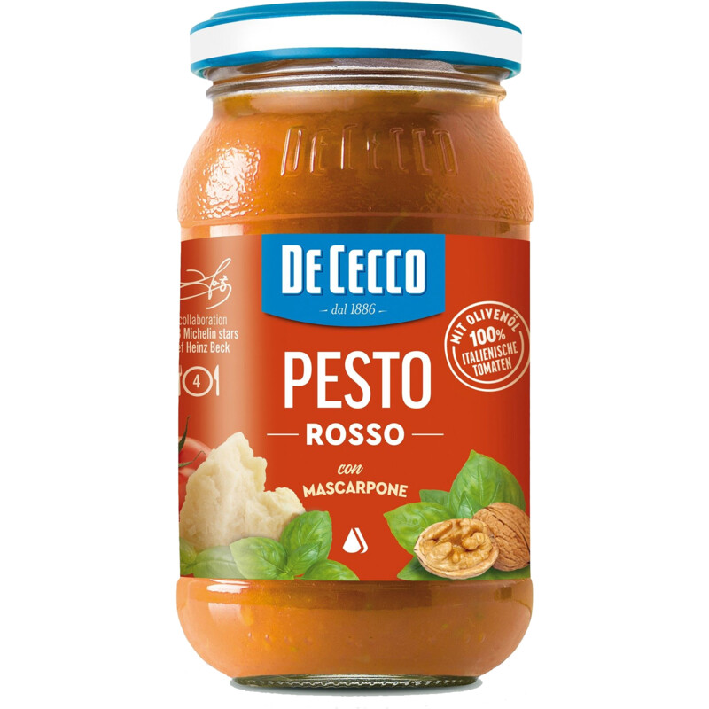 Een afbeelding van De Cecco Pesto rosso con mascarpone