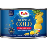 Een afbeelding van Dole Tropical gold ananas stukjes op sap