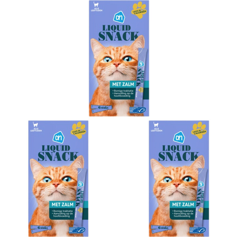 Een afbeelding van AH Liquid snack met zalm 3-pack