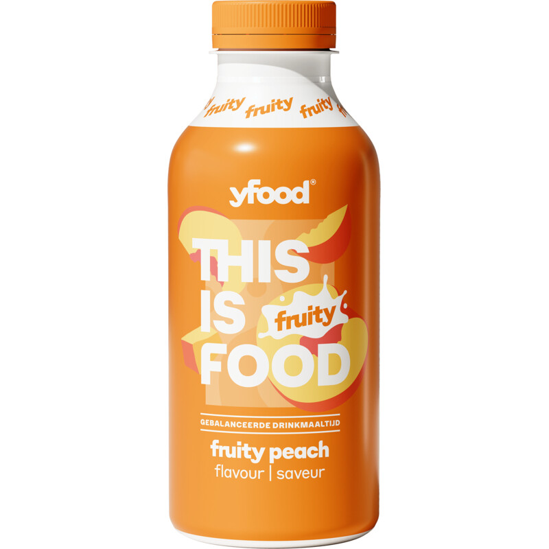 Een afbeelding van Yfood This is food drinkmaaltijd peach