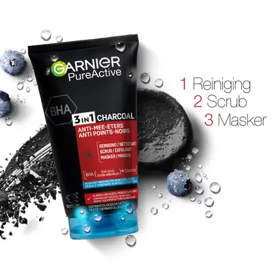 pdp-image-Garnier 3-in-1 charcoal reiniger, scrub & mask