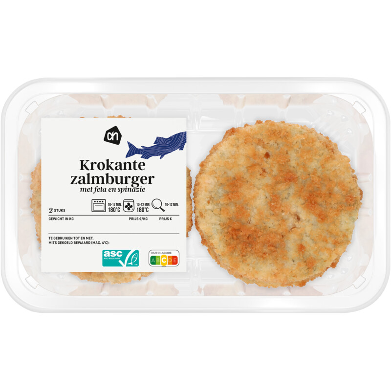Een afbeelding van AH Krokante zalmburger feta spinazie