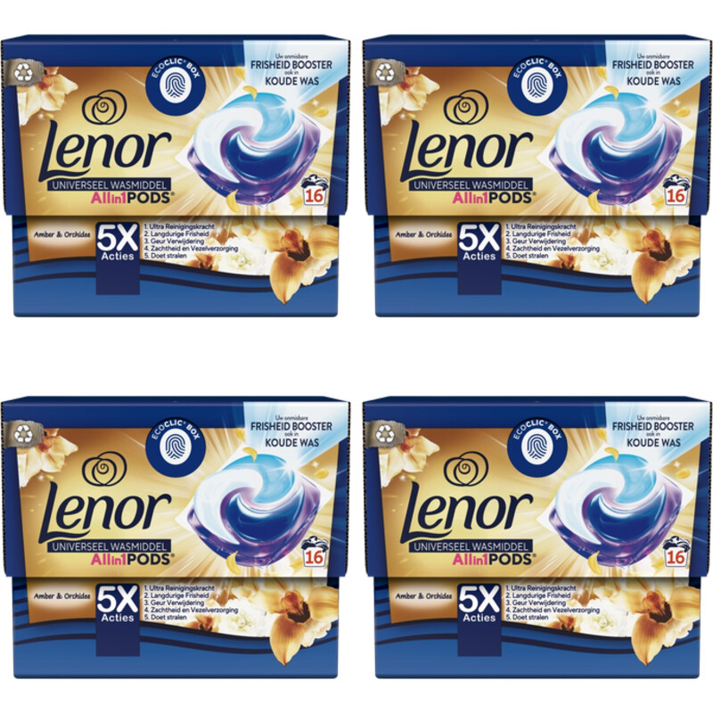 Een afbeelding van Lenor Pods goud orchidee wasmiddelcap 4-pack