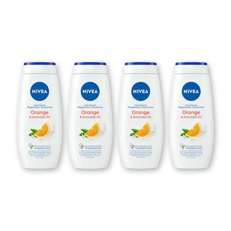 NIVEA Care shower orange & avocado oil 4-pack