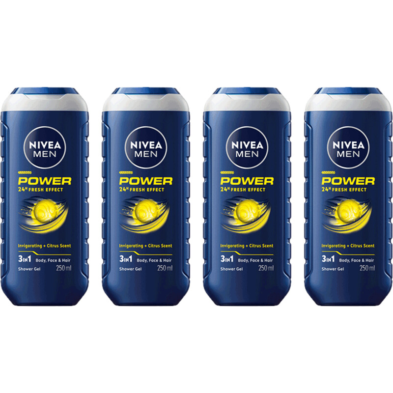 Een afbeelding van NIVEA Men power refresh douchegel 4-pack