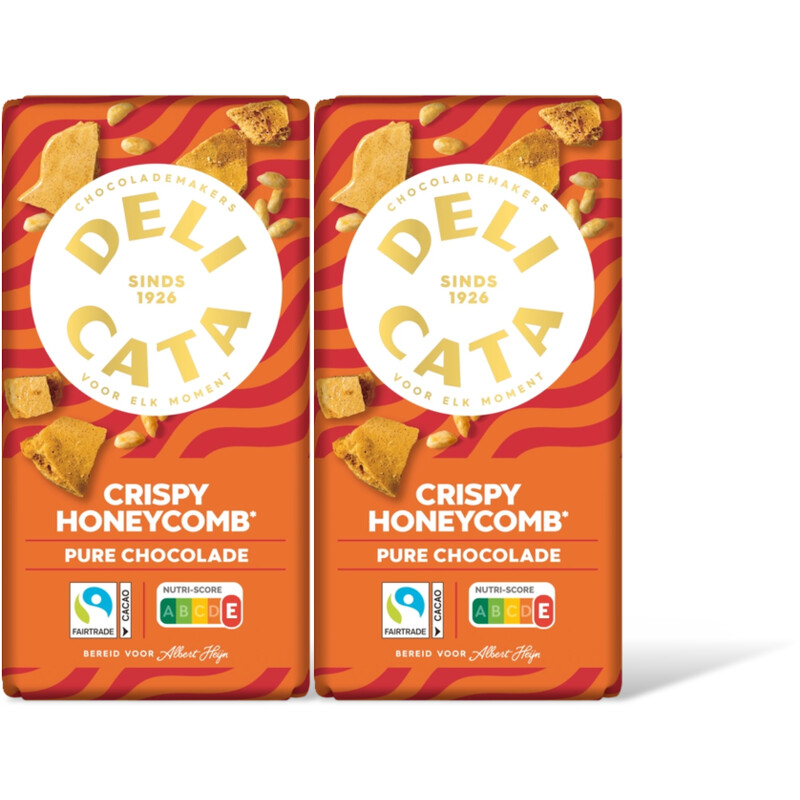 Delicata Reep honey comb pure chocolade 2-pack